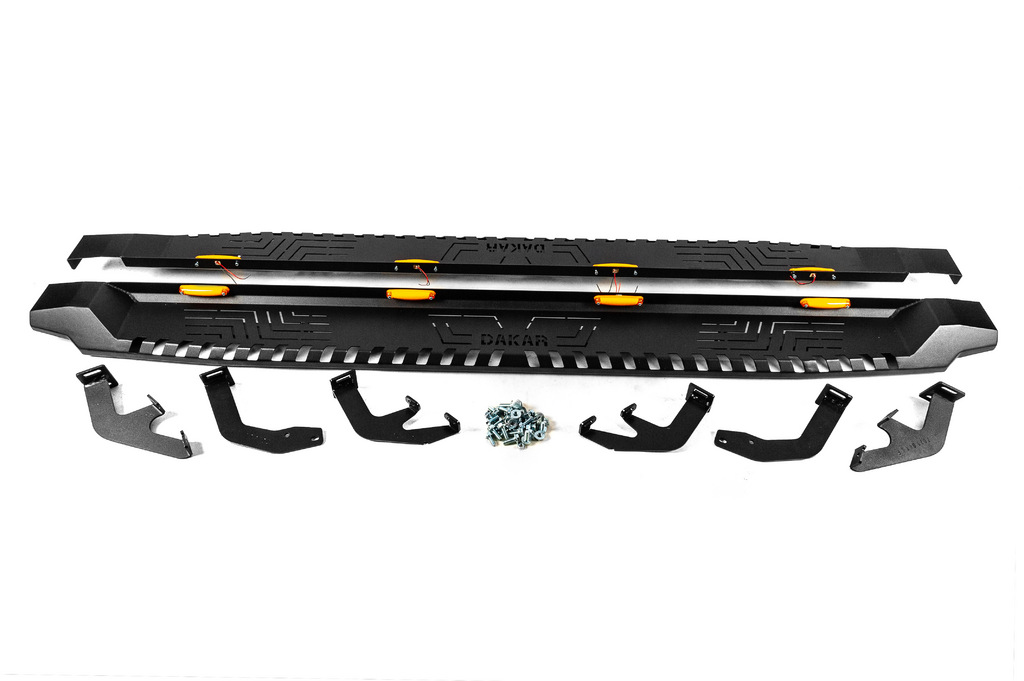 Бокові пороги Dakar V1 з LED (2 шт, метал) 3