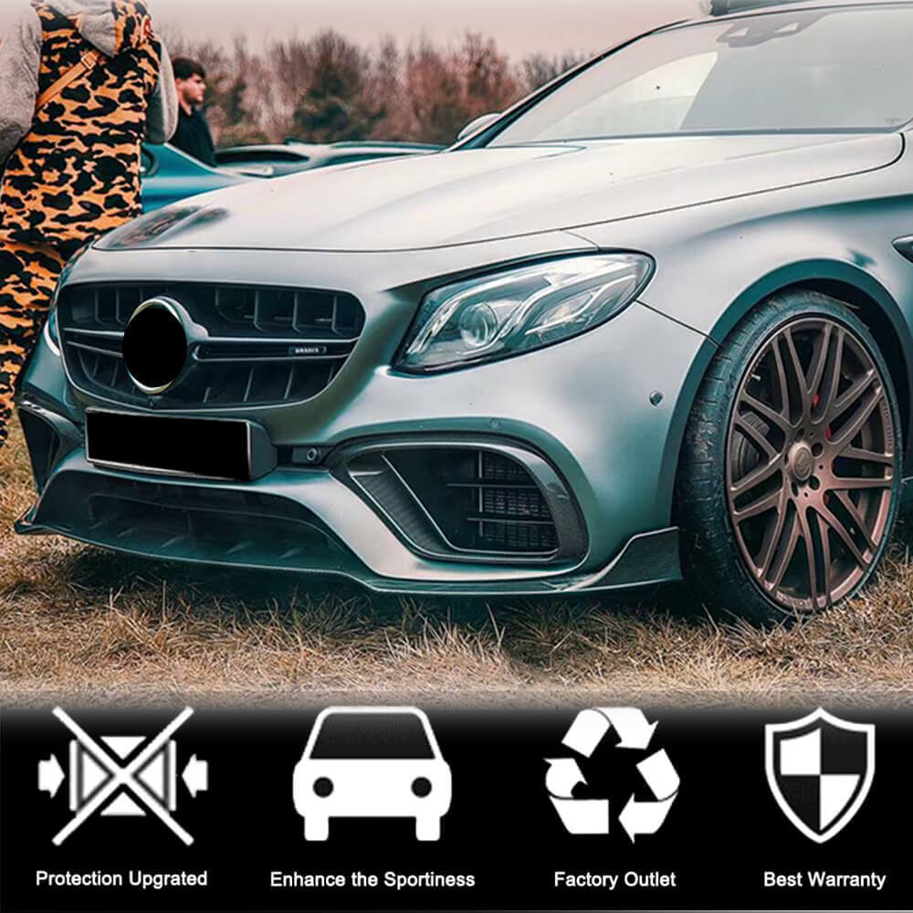 Накладки на передній бампер (для E63 AMG 2016-2019, Карбон) 5
