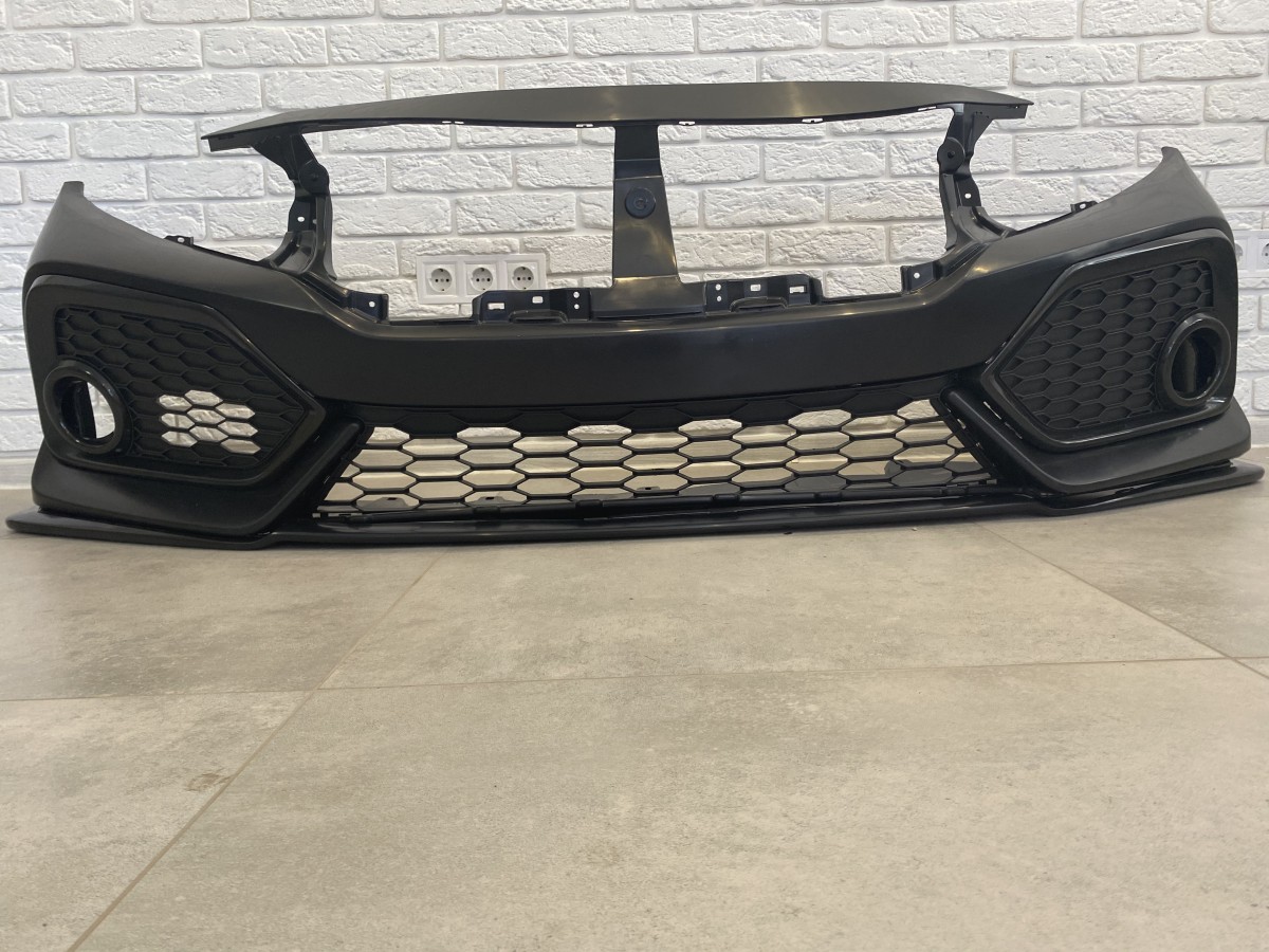Бампер передній SI Honda Civic 4D / 5D 2016-2020 (бампер, губа, сітки) 3