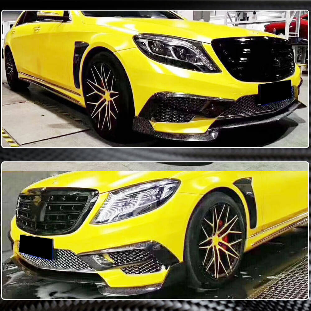 Накладки на передній бампер V1 (для S63 AMG 2014-2017, Карбон) 5
