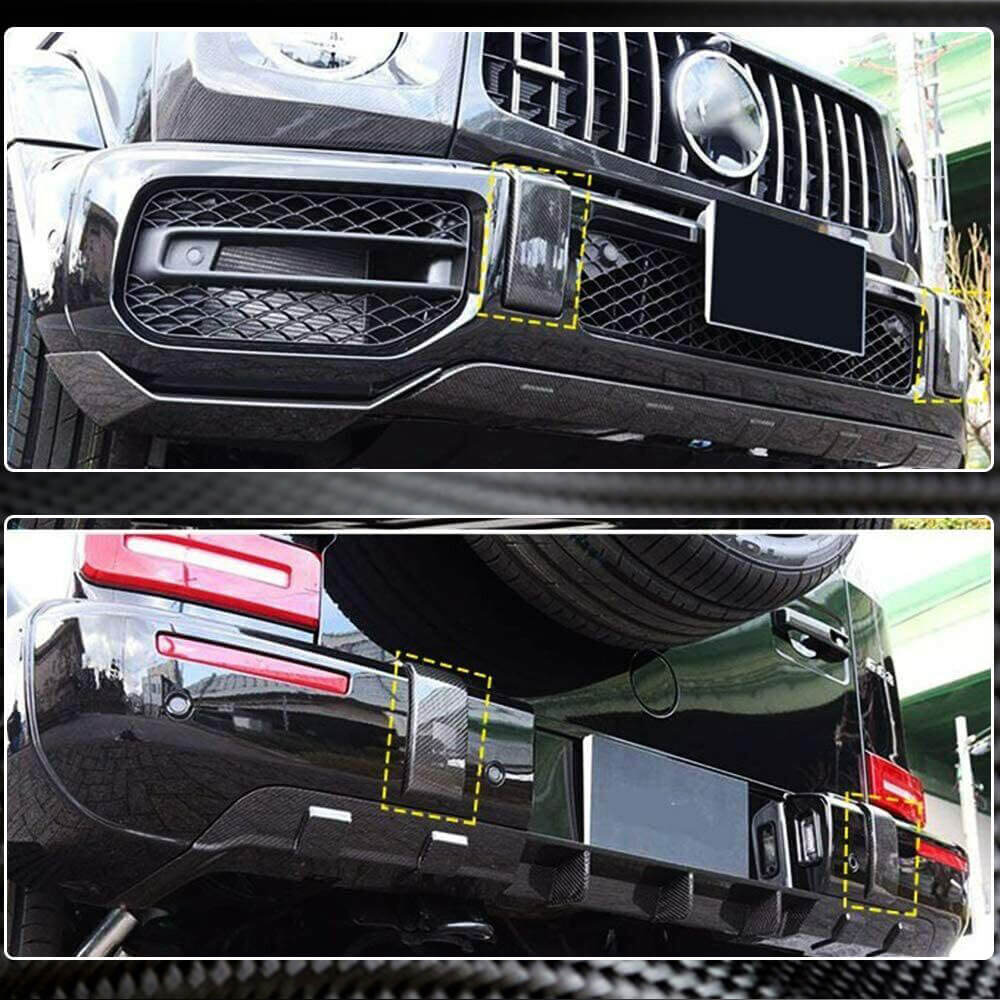 Комплект накладок на передній і задній бампер (для G63 AMG, Сухий карбон) 4