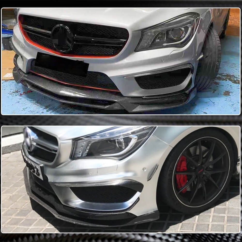 Накладки на передній бампер (для CLA45 AMG SD 2013-2016, Карбон) 4