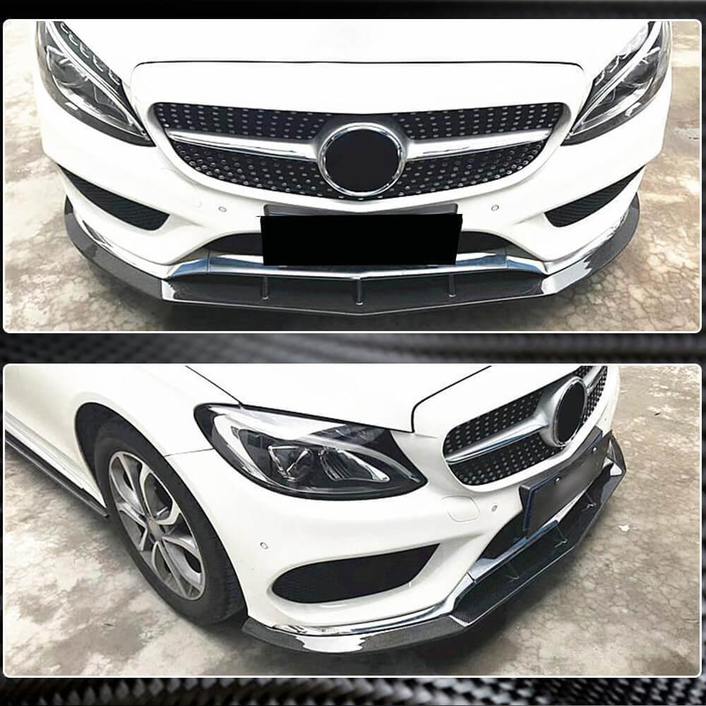 Накладка на передній бампер Lip V3 (для C43 AMG 2015-2019, Карбон) 3