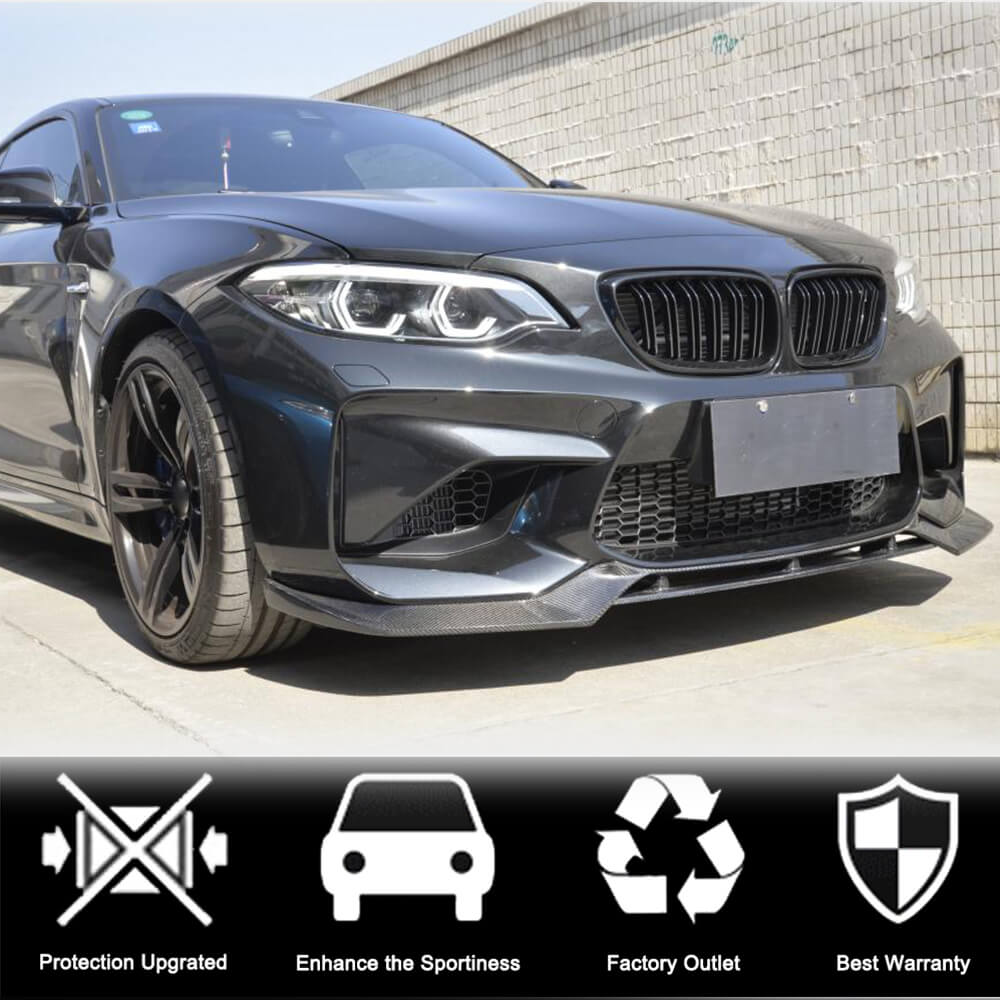 Накладка на передній бампер Lip V2 (для F87 M2, Карбон) 3