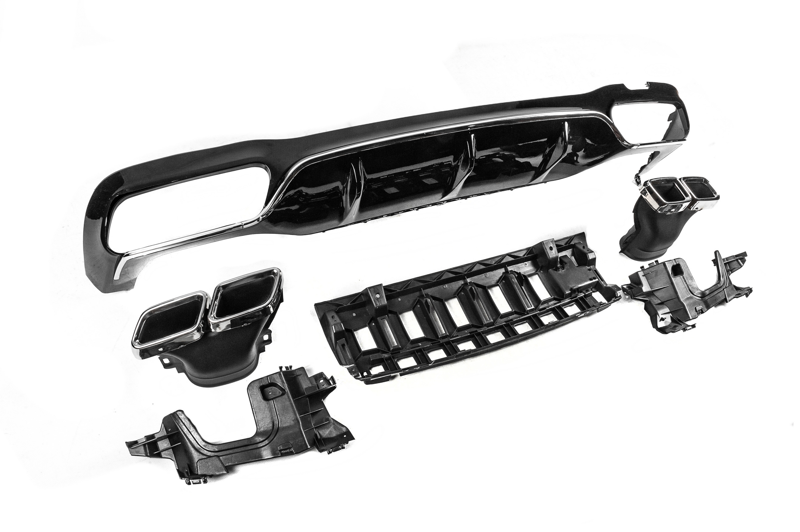 Задній дифузор з насадками E63-Design Silver (для AMG/AMG-Line 2016-2020) 3