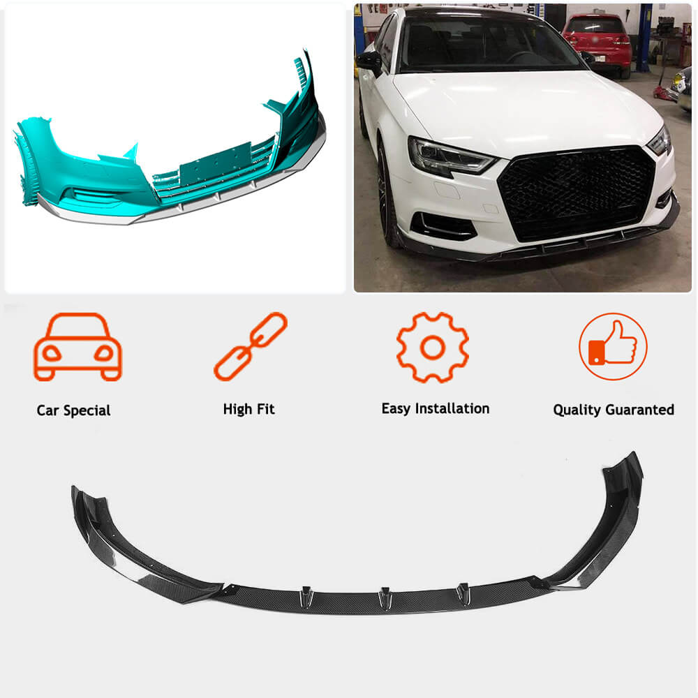 Накладка на передній бампер Lip V1 (для Base 2017-2020 Sedan, Карбон) 2
