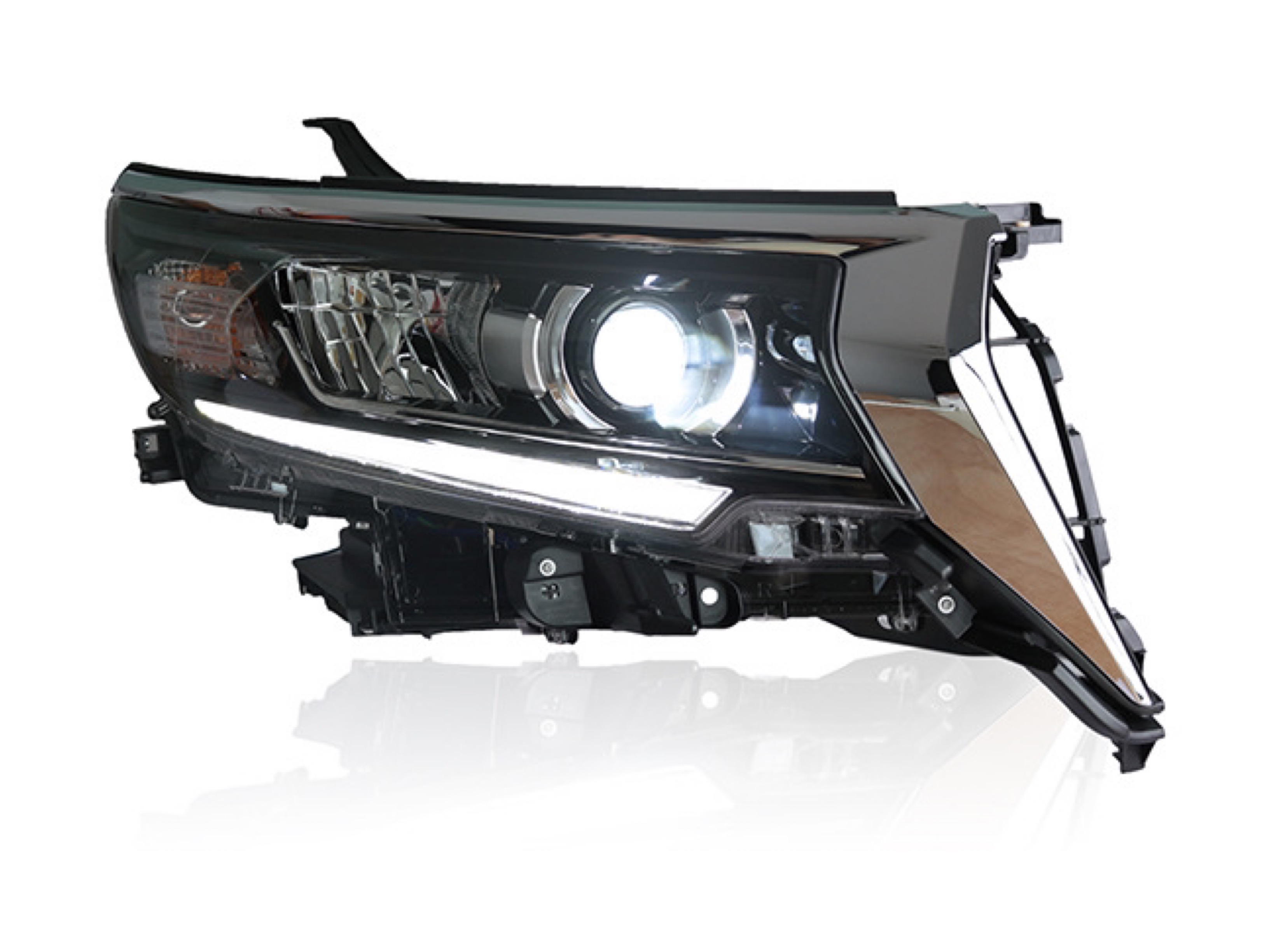 Фари Full Led Toyota Land Cruiser Prado 150 рестайлінг 2018+ (ліва+права) замість галогену, в комплекті з віями 6