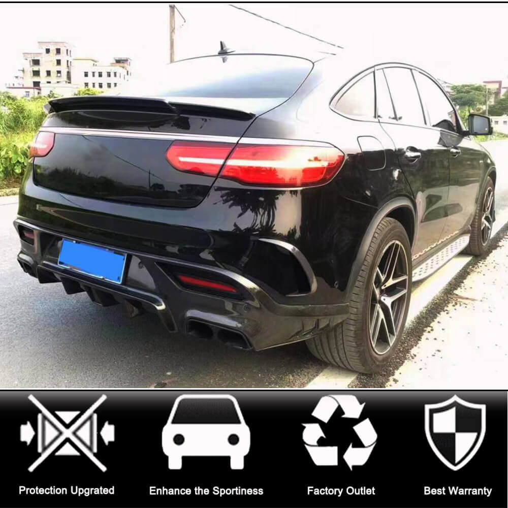 Накладки на задній бампер (для GLE 350/GLE450/GLE63 2019-2023, Карбон) 2