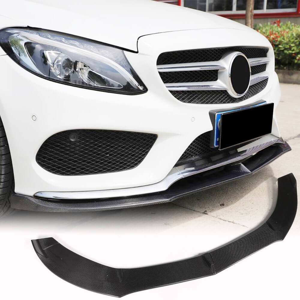 Накладка на передній бампер Lip V5 (для C43 AMG 2015-2019, Карбон) 2