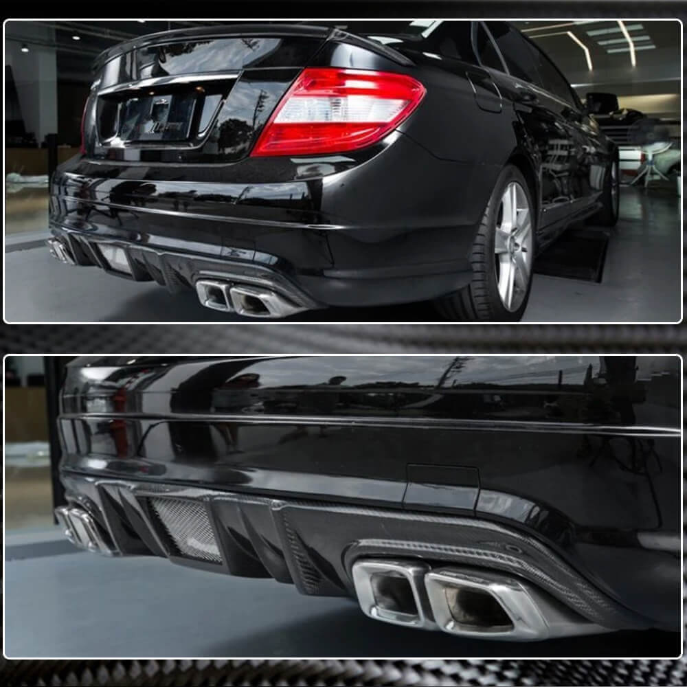 Дифузор заднього бампера V4 (для AMG SD 2008-2011, Карбон) 3