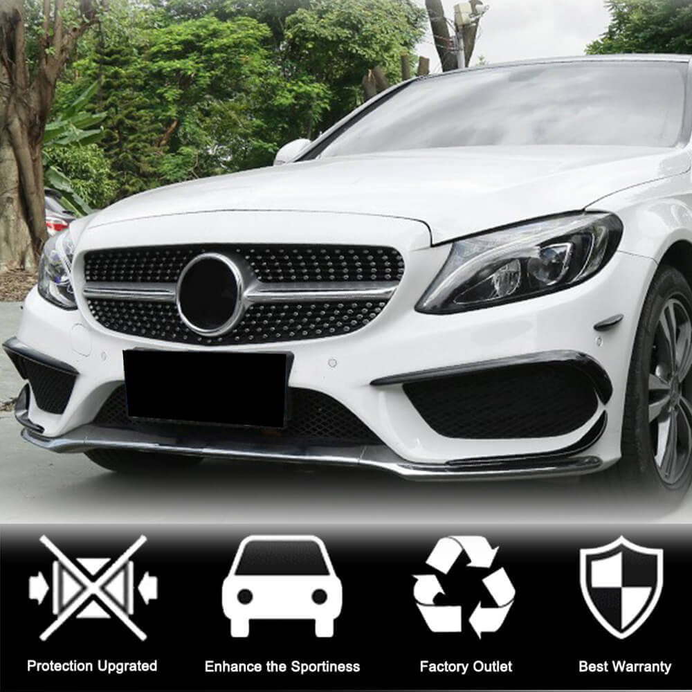 Накладки на передній бампер (для C43 AMG 2015-2019, Карбон) 2