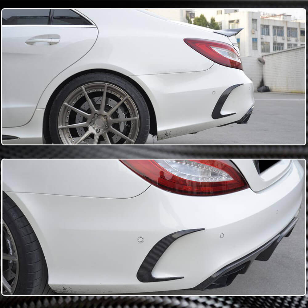 Накладки на задній бампер (для Base / CLS63 AMG SD 2015-2018, Карбон) 4