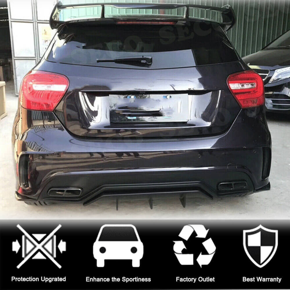 Накладки на задній бампер Flap (для AMG-Line / A45 AMG HB, Карбон) 2