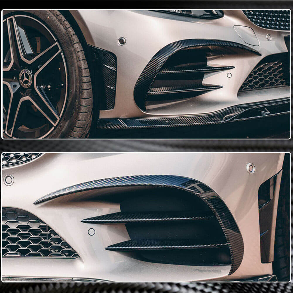 Накладки на передній бампер V2 (для C43 AMG 2019-2021, Карбон) 5