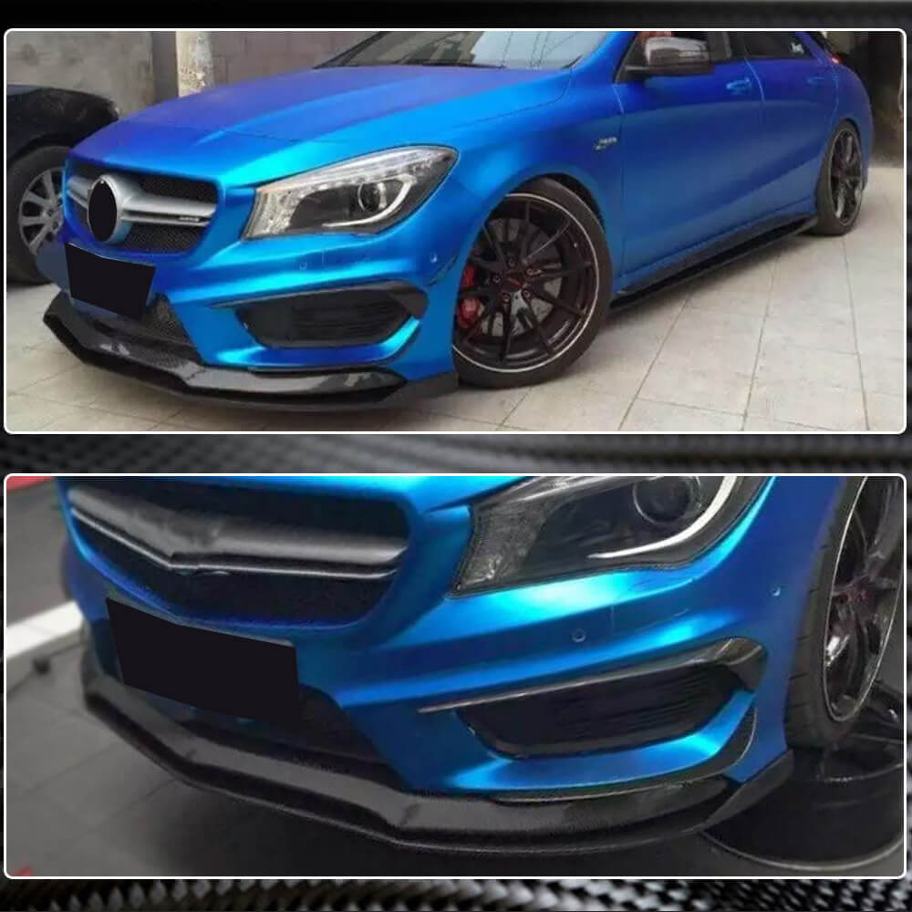 Накладка на передній бампер Lip (для CLA45 AMG SD 2013-2015, Карбон) 4