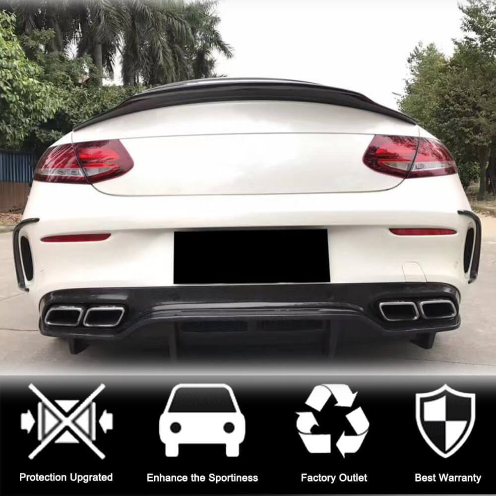 Накладки на задній бампер (для купе/кабріолет C63 AMG 2015-2019, Карбон) 2