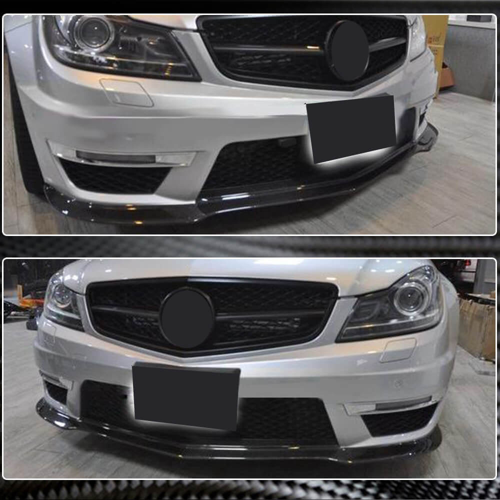Накладка на передній бампер Lip V2 (для AMG 2012-2014, Cухий карбон) 3