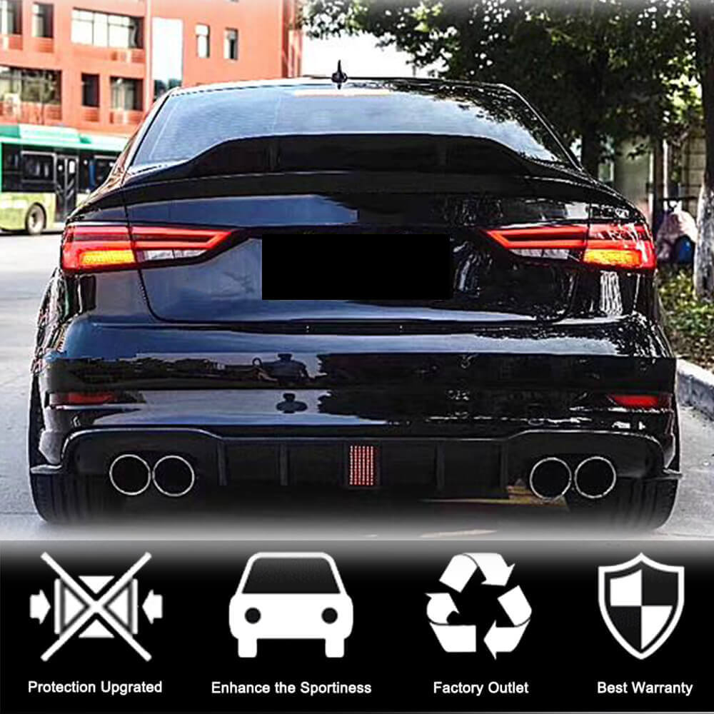 Дифузор заднього бампера V2 (для S-Line Sedan 2017-2020, Карбон) 2