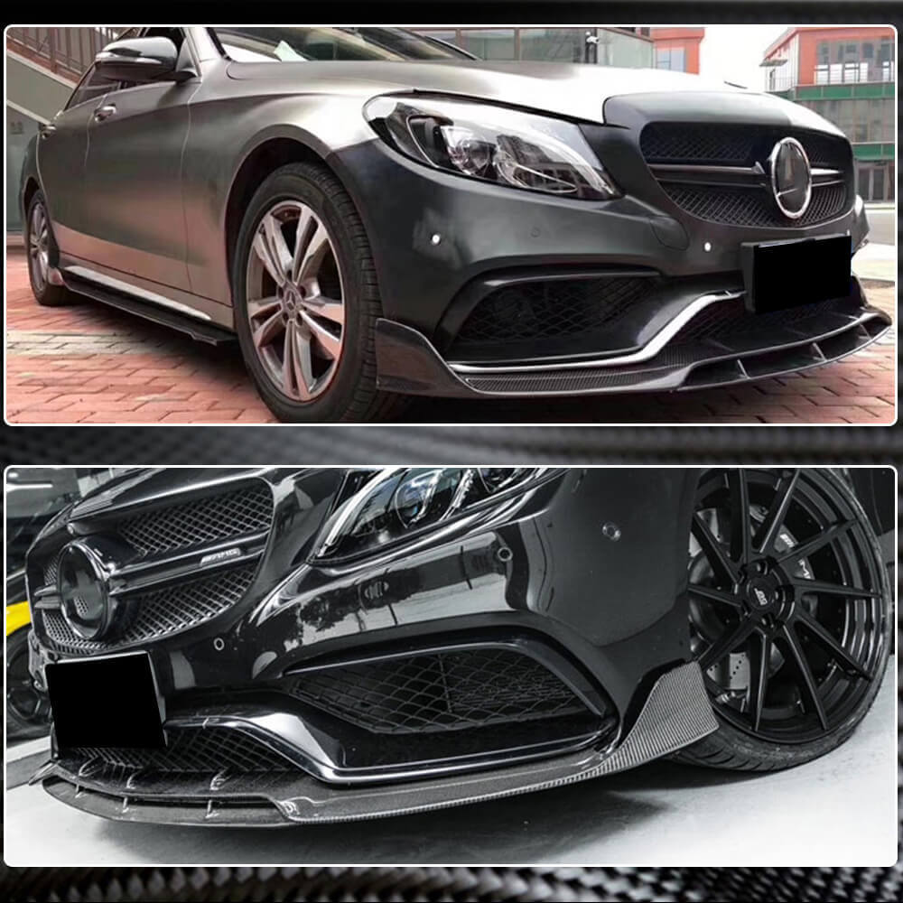 Накладка на передній бампер Lip V4 (для SD C63 AMG 2015-2019, Карбон) 5