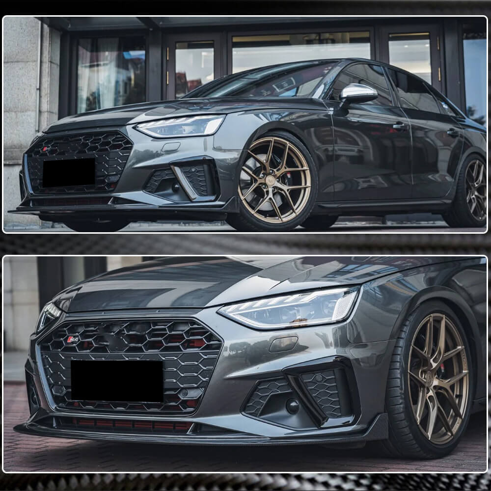 Накладка на передній бампер Lip V1 (для S-Line Sedan 2019-2024, Карбон) 5