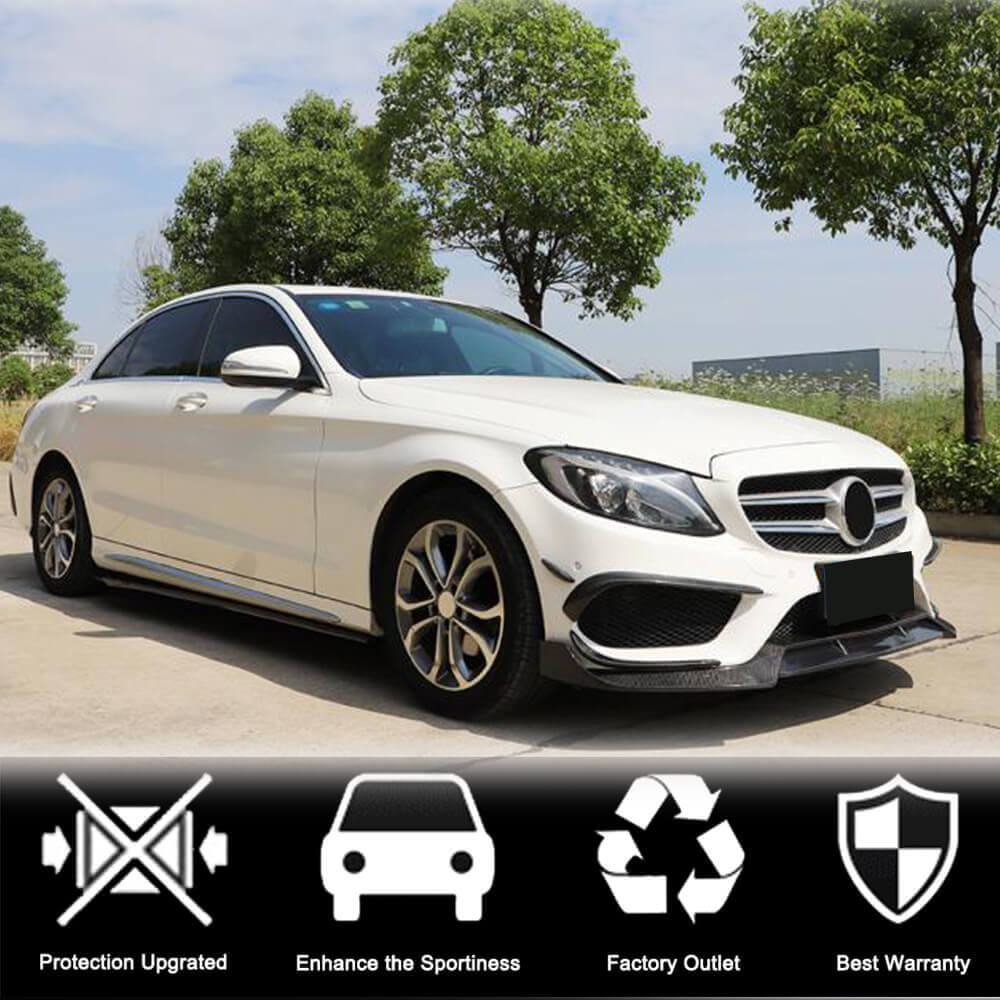 Накладка на передній бампер Lip V2 (для C43 AMG 2015-2019, Карбон) 3