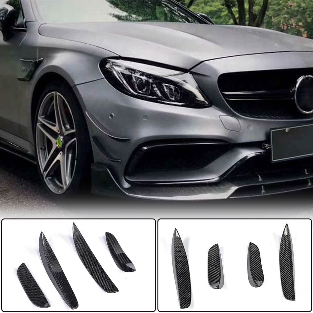 Накладки на передній бампер (для C63 AMG 2015-2019, Карбон) 2