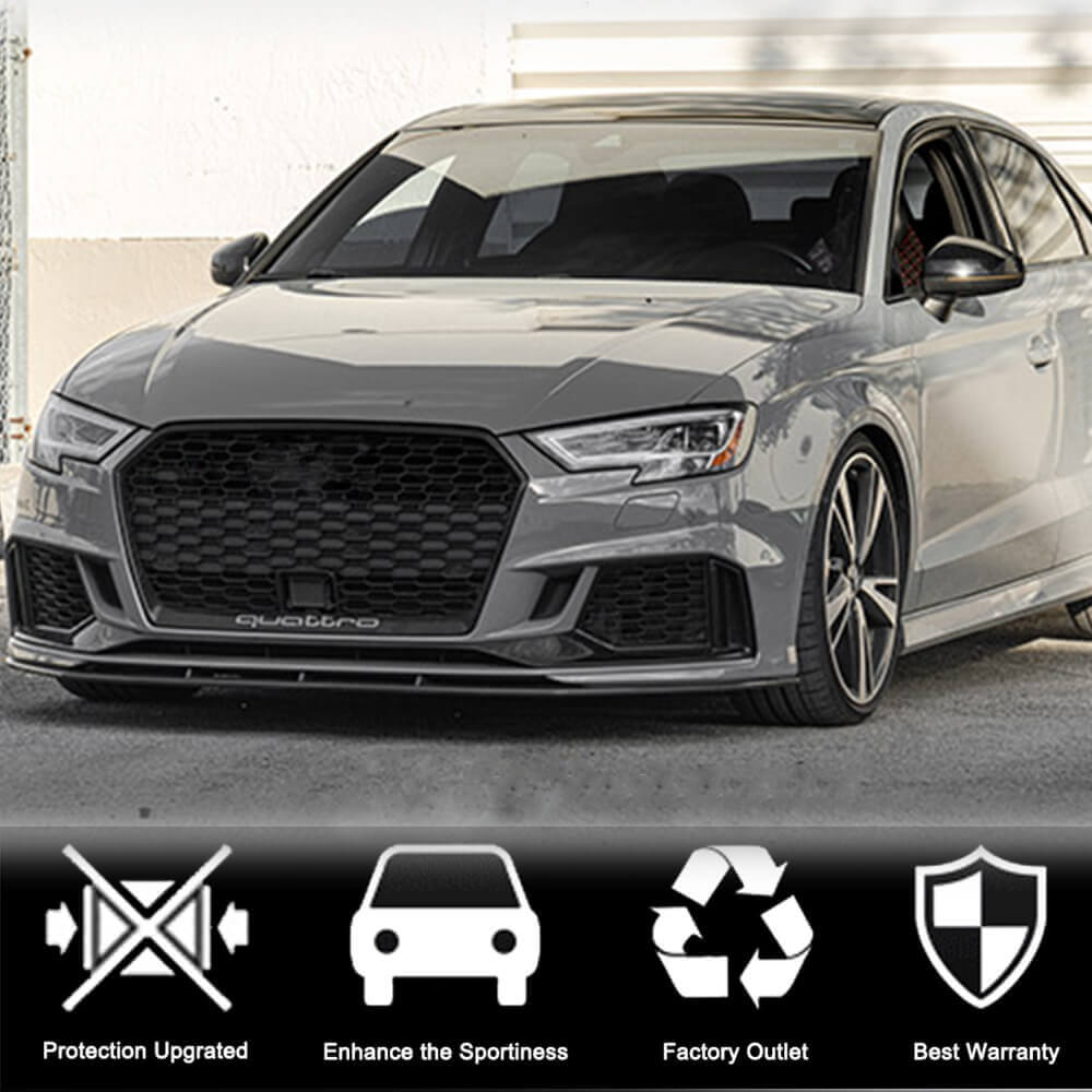Накладки на передній бампер V5 (для RS3 Sedan 2017-2020, Карбон) 3