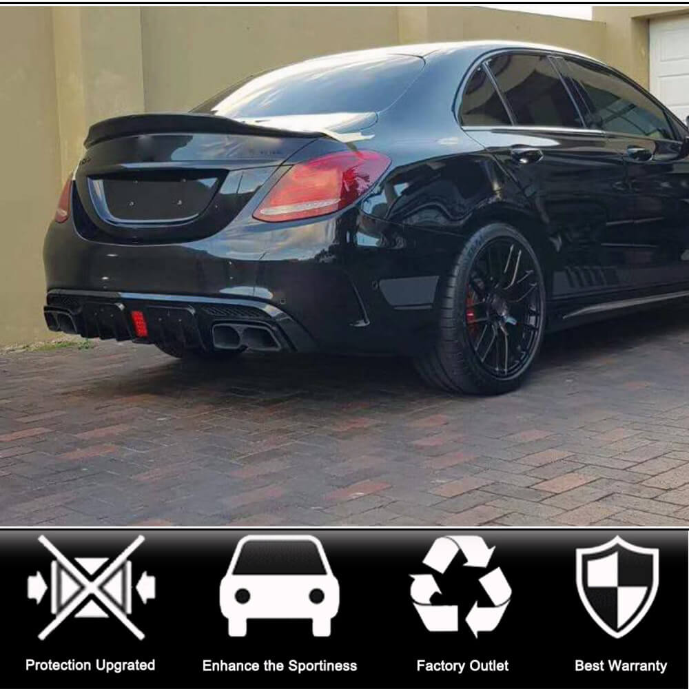 Дифузор заднього бампера з насадками (для SD С43 AMG 2015-2019, Карбон) 2