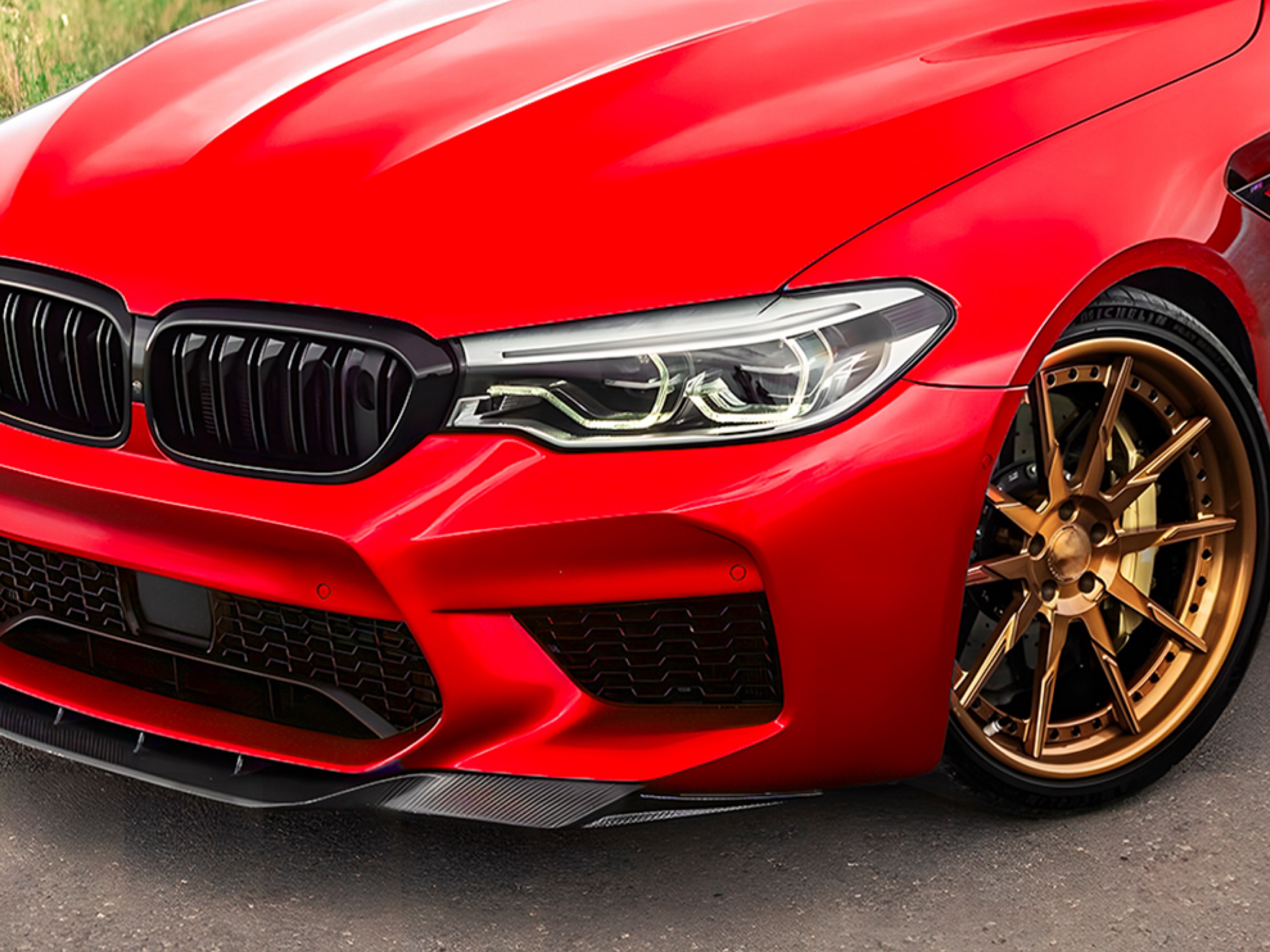 Спідниця накладка переднього бампера M5 BMW 5 series G30 G31 M5 F90 2016-2020 ABS пластик, чорний глянець 3