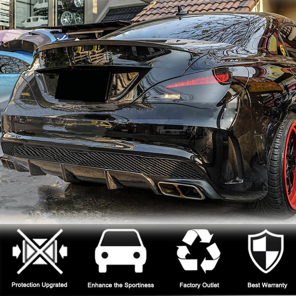 Дифузор заднього бампера V2 (для AMG-Line / CLA45 AMG 2013-2016, Карбон) 4