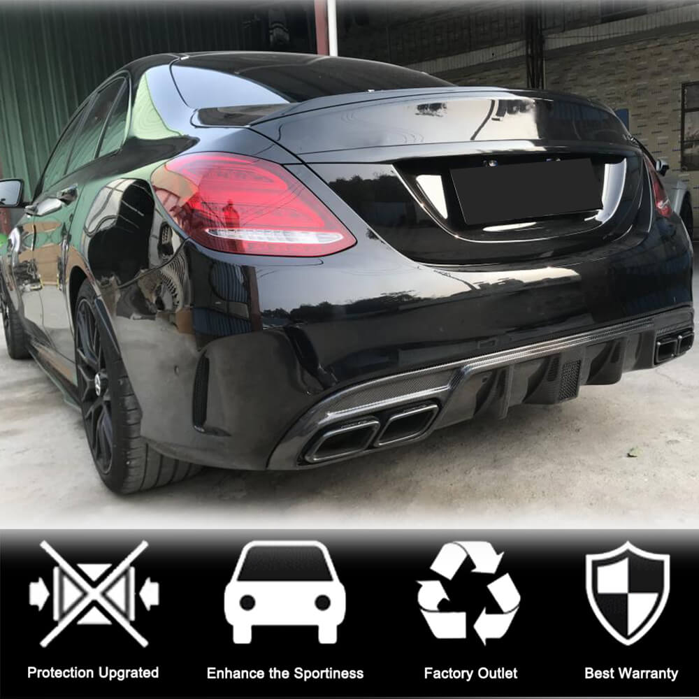 Дифузор заднього бампера V3 (для SD C43/C63 AMG 2015-2019, Карбон) 2