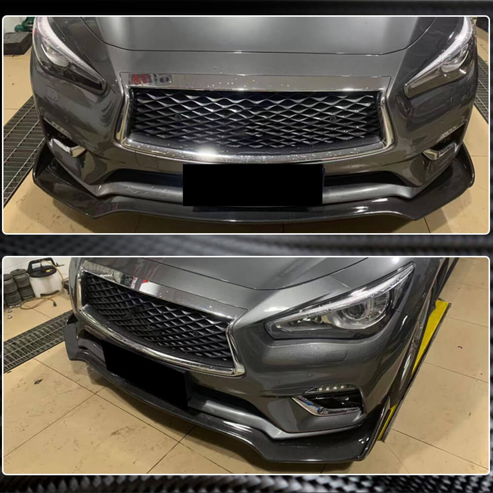 Накладка на передній бампер Lip V1 (для Q50 Base 2018-2023, Карбон) 5