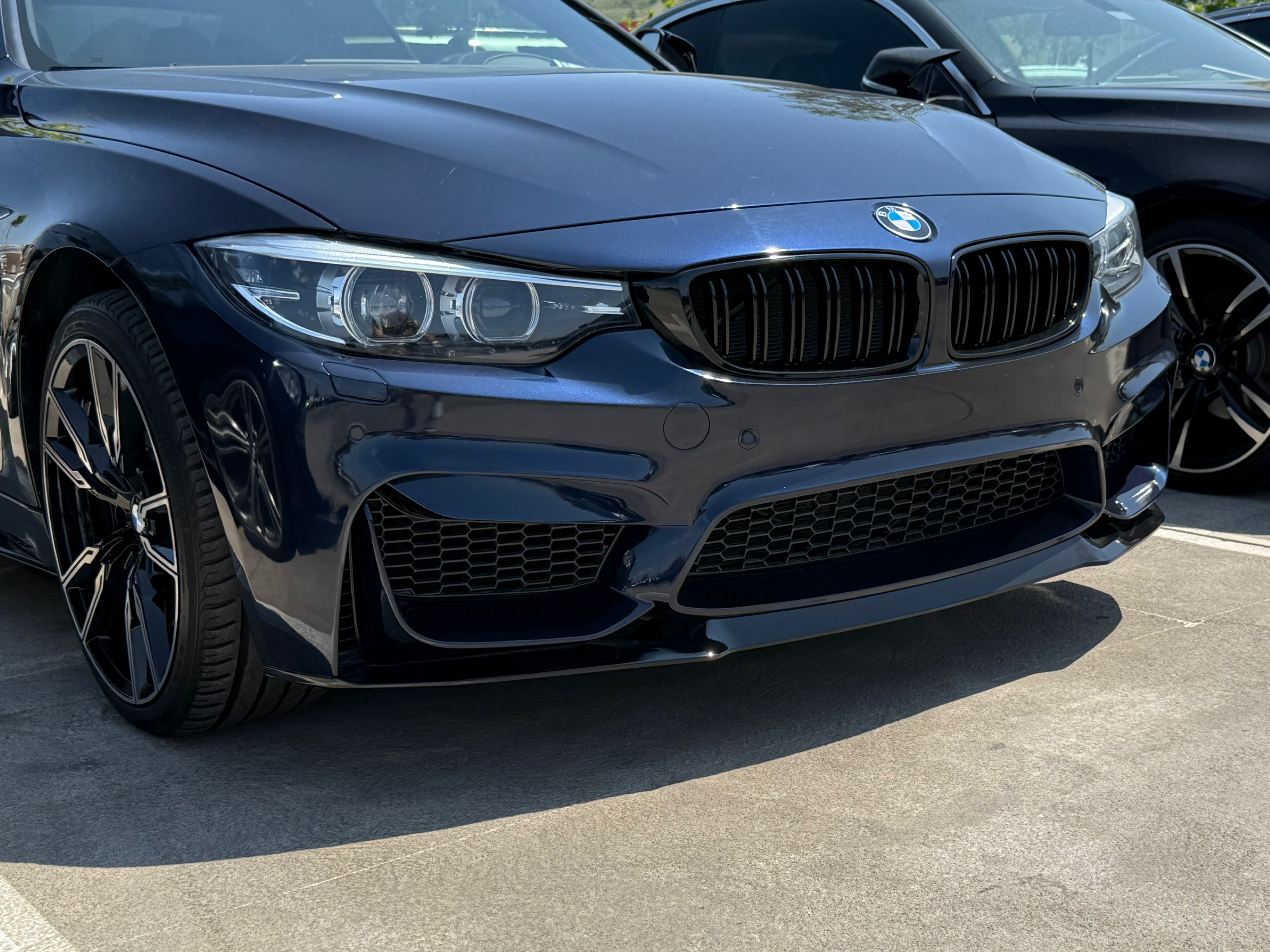 Спідниця переднього бампера M3 CS для BMW 3 series F30 F31 2012-2018 ABS пластик, чорний глянець 6