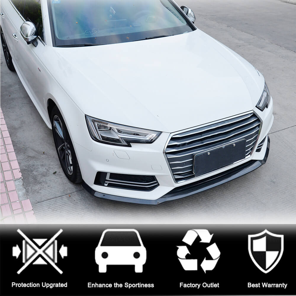 Накладка на передній бампер Lip V4 (для S-Line Sedan 2015-2019, Карбон) 2