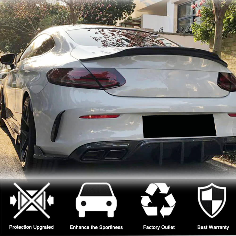 Накладки на задній бампер V2 (для купе/кабріолет AMG-Line / C43 AMG 2015-2019, Карбон) 2