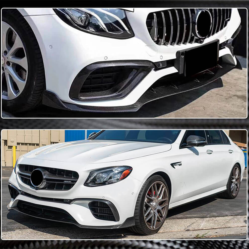 Накладка на передній бампер Lip V1 (для E63 AMG 2016-2019, Карбон) 4