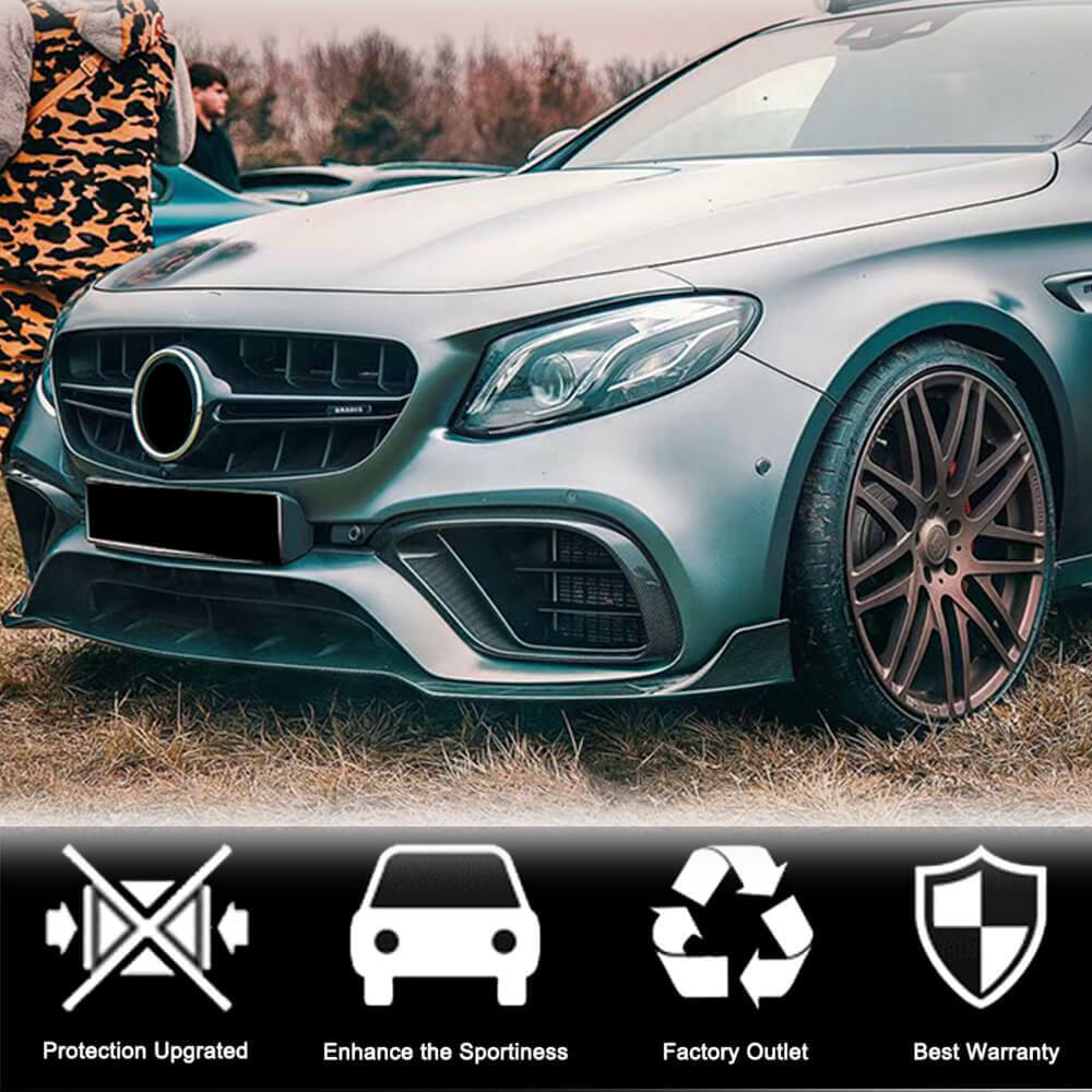 Накладка на передній бампер Lip V1 (для E63 AMG 2016-2019, Карбон) 2