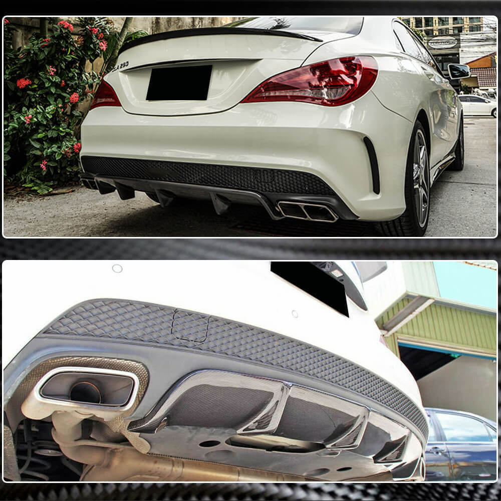 Дифузор заднього бампера V2 (для AMG-Line / CLA45 AMG 2013-2016, Карбон) 6