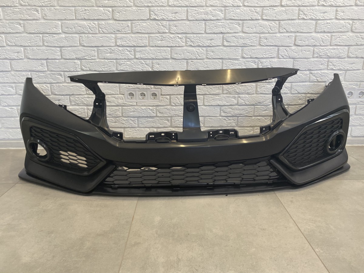 Бампер передній SI Honda Civic 4D / 5D 2016-2020 (бампер, губа, сітки) 2