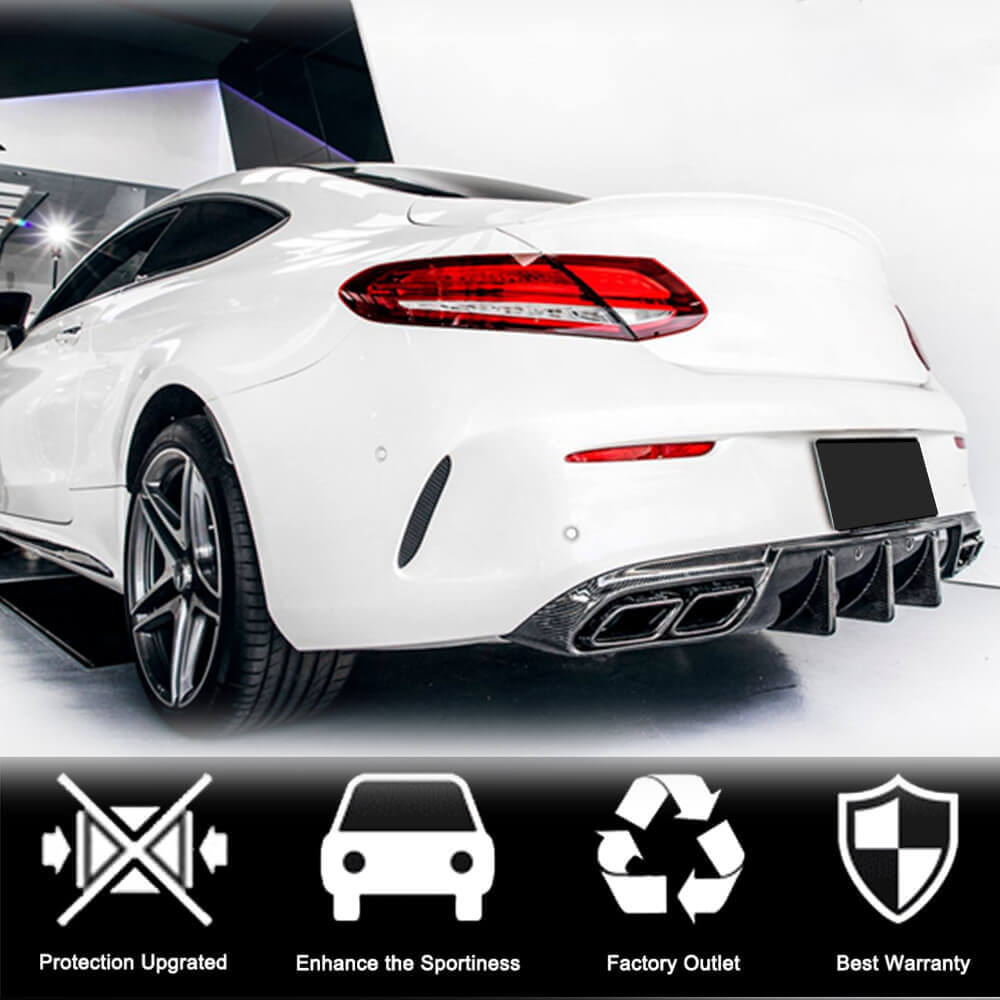Дифузор заднього бампера V1 (для купе/кабріолет C63 AMG 2015-2019, Карбон) 6