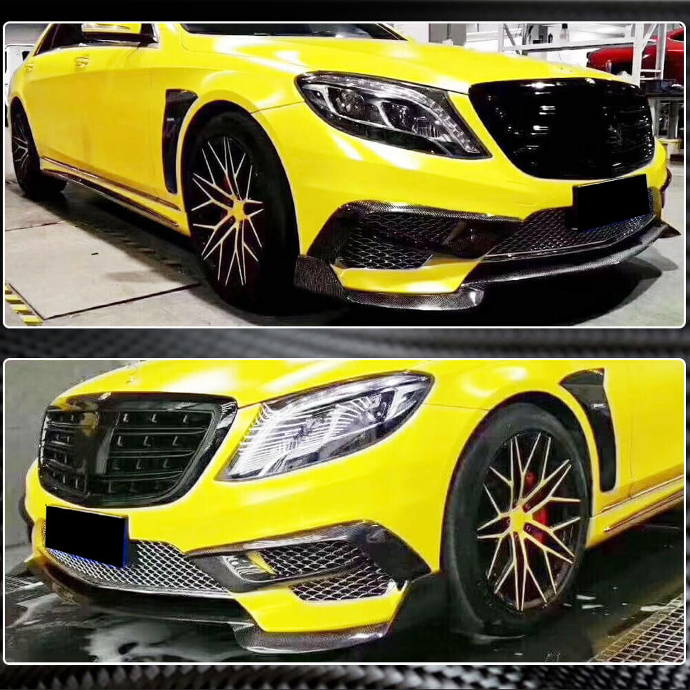 Накладка на передній бампер Lip (для S63 AMG 2014-2017, Карбон) 4