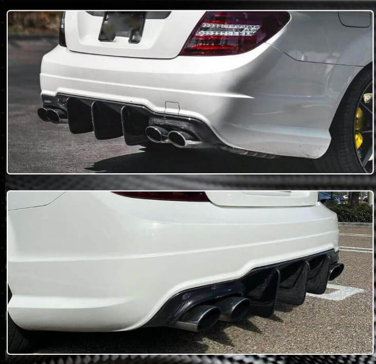 Спойлер з дифузором заднього бампера (для C63 AMG 2012-2014, Карбон) 3