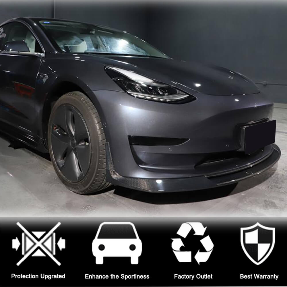 Накладка на передній бампер Lip V2 (2017-2023, Карбон) 3