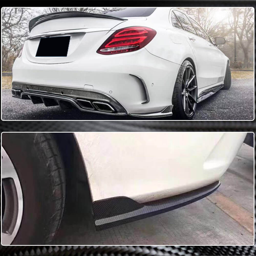Накладки на задній бампер Flap (для SD C43/C63 AMG 2015-2019, Карбон) 3