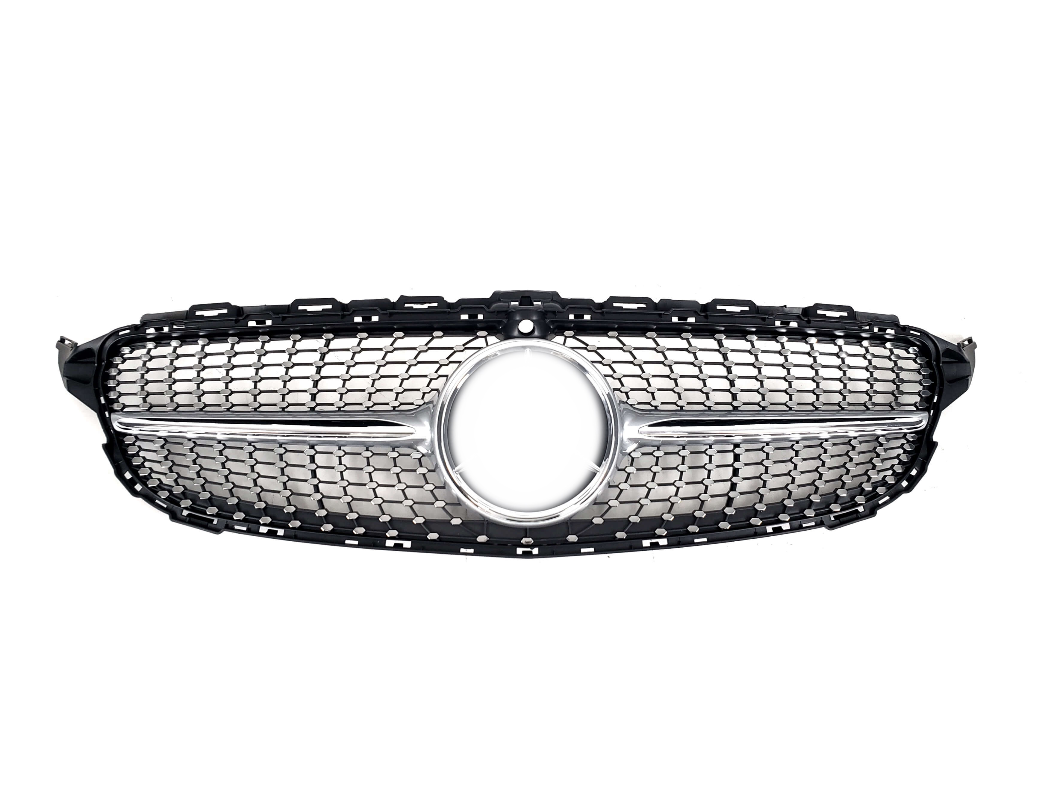 Решітка радіатора Silver (з місцем під камеру) Diamond на Mercedes-Benz C-Class W205 2018-2021 року