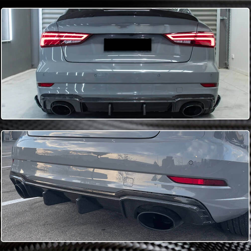 Дифузор заднього бампера V1 (для RS3 Sedan 2017-2019, Карбон) 5
