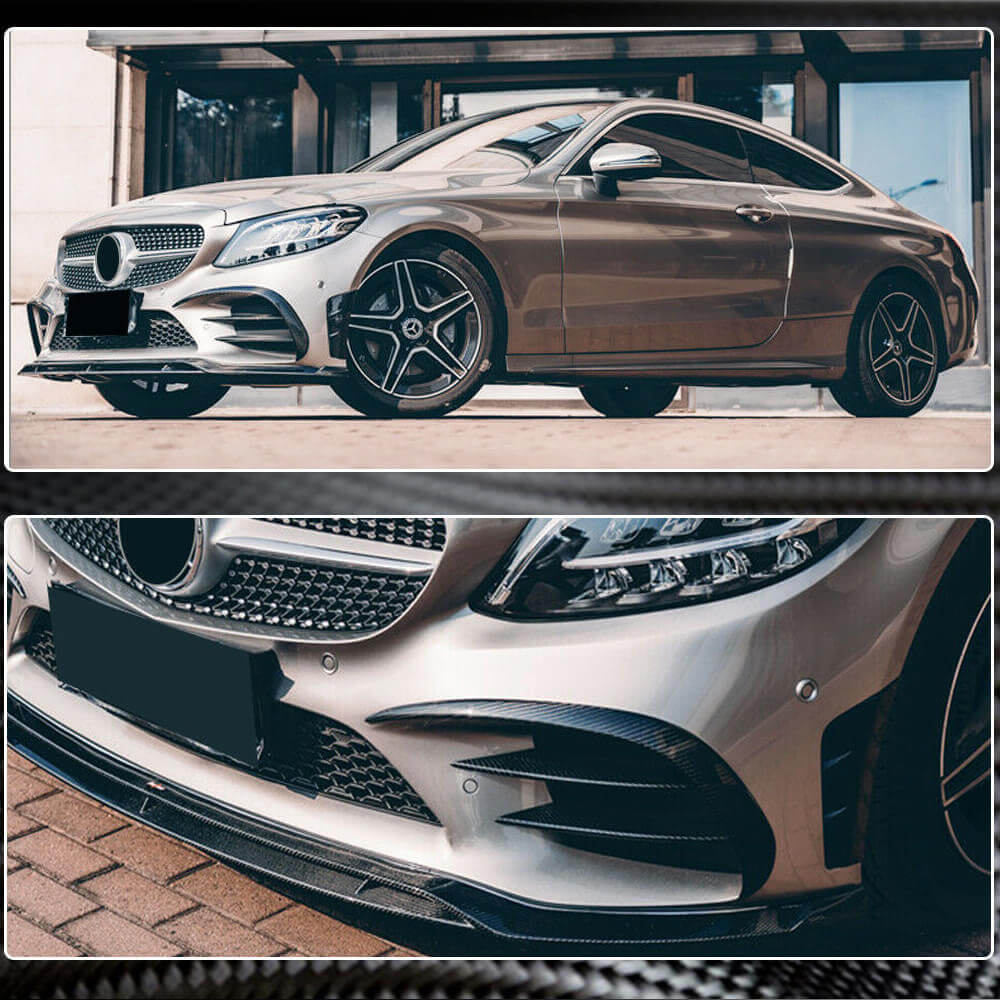 Накладки на передній бампер V2 (для C43 AMG 2019-2021, Карбон) 4