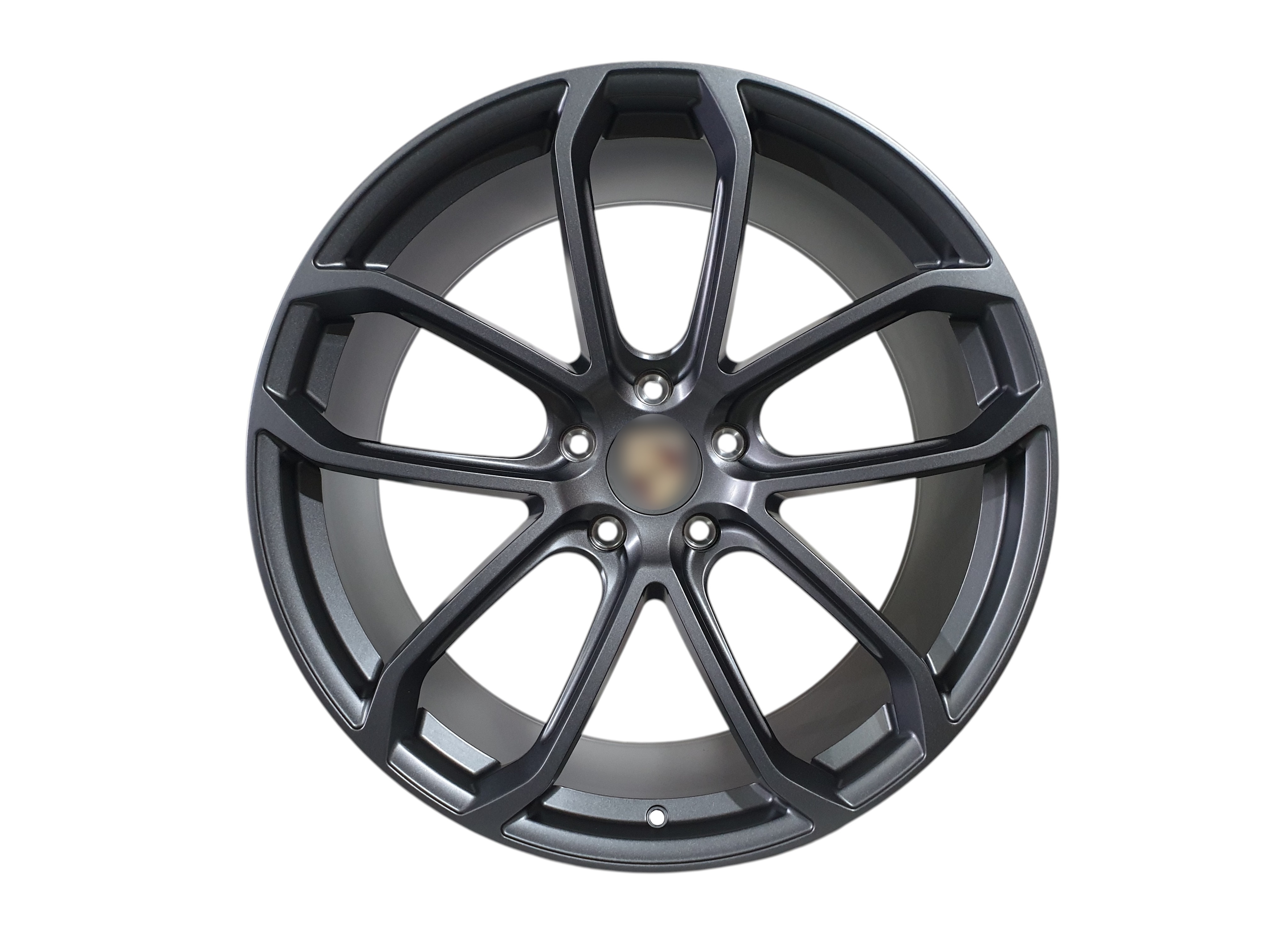 R22 Satin Gunmetal Ковані диски (різноширокі) на Porsche Cayenne 958 2010-2014 року