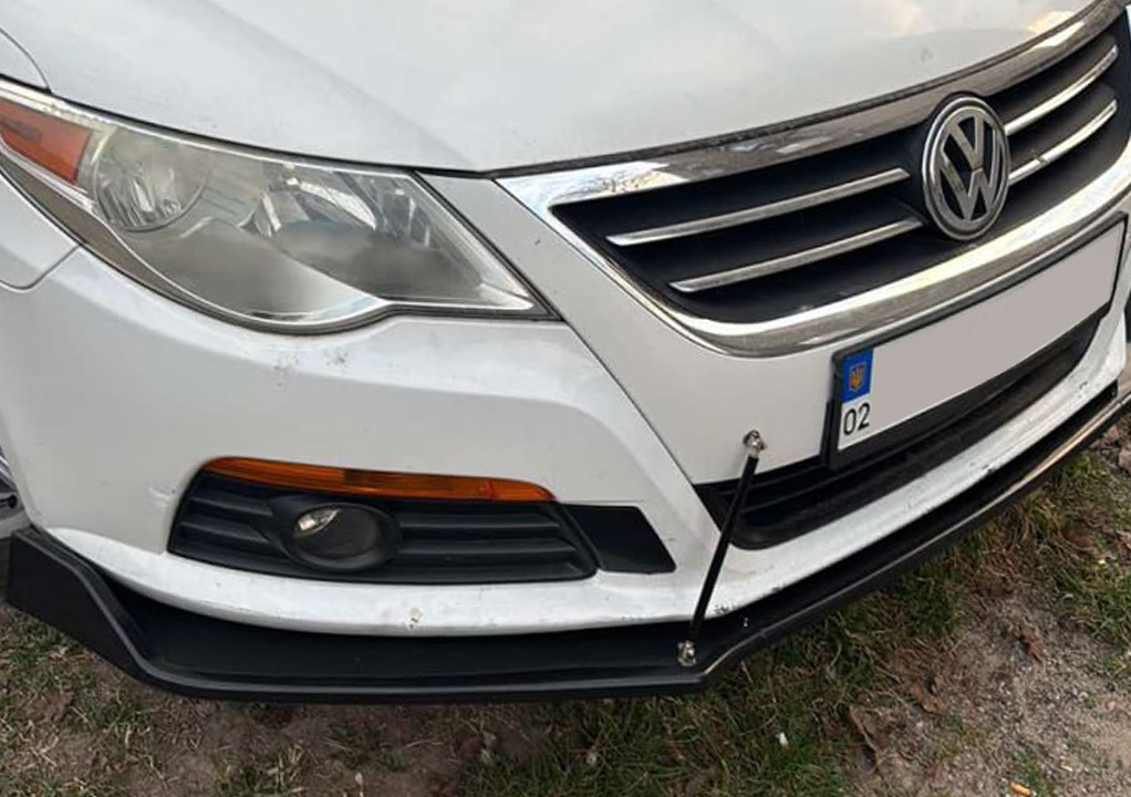 Універсальна передня Lip накладка V-2 (ABS, чорний глянець) 2
