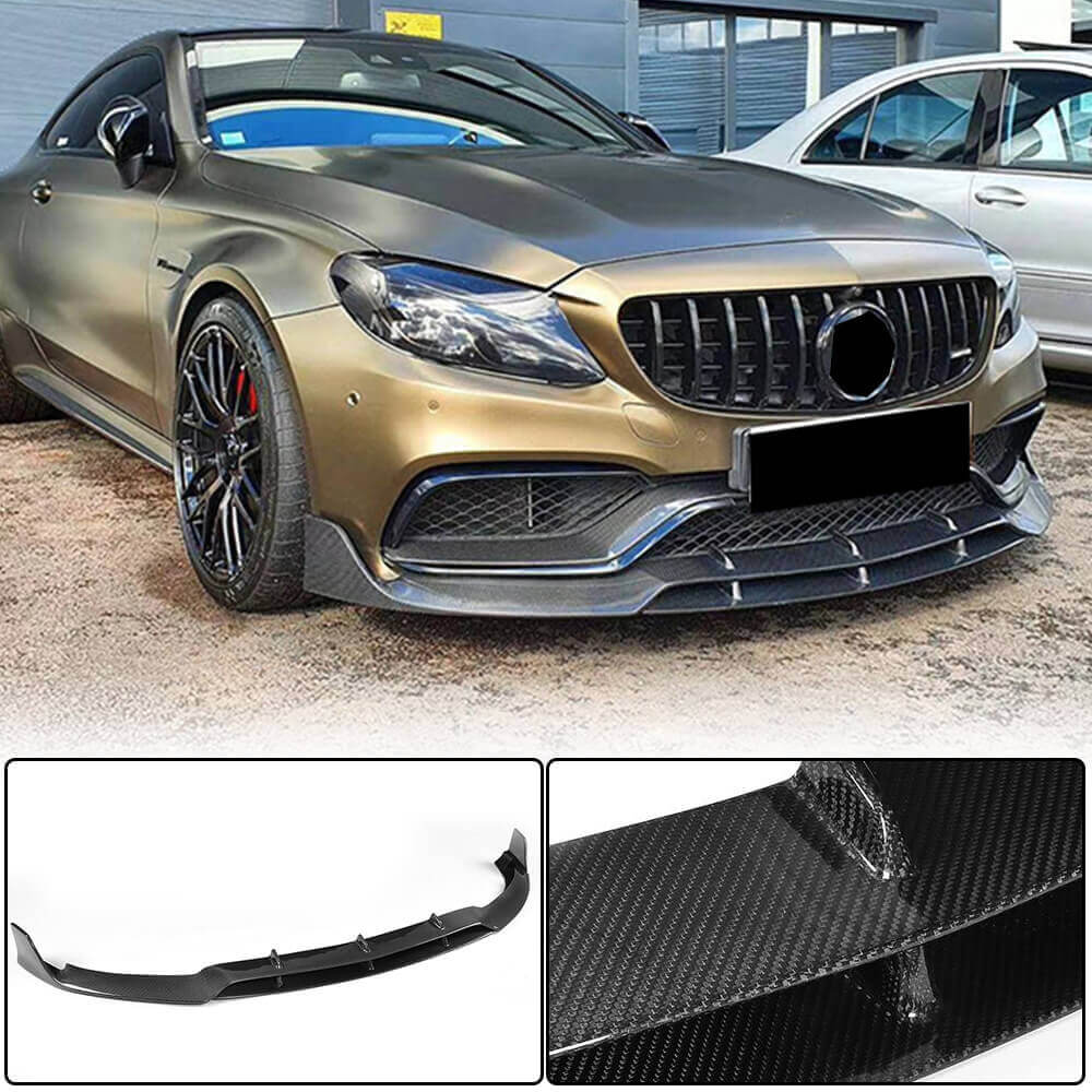 Накладка на передній бампер Lip V2 (для купе/кабріолет C63 AMG 2015-2019, Карбон) 2
